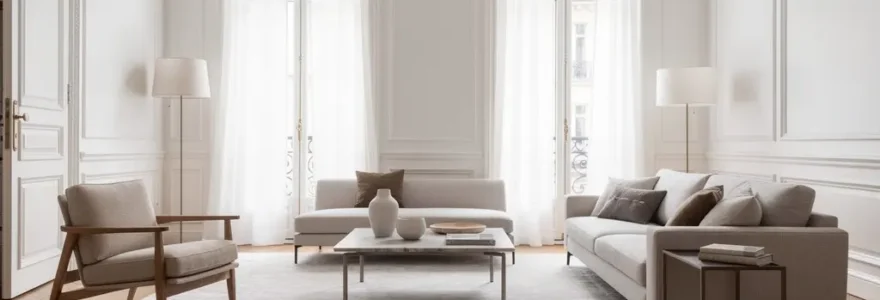 Salon lumineux appartement haussmannien rénové avec parquet et moulures valorisation immobilière